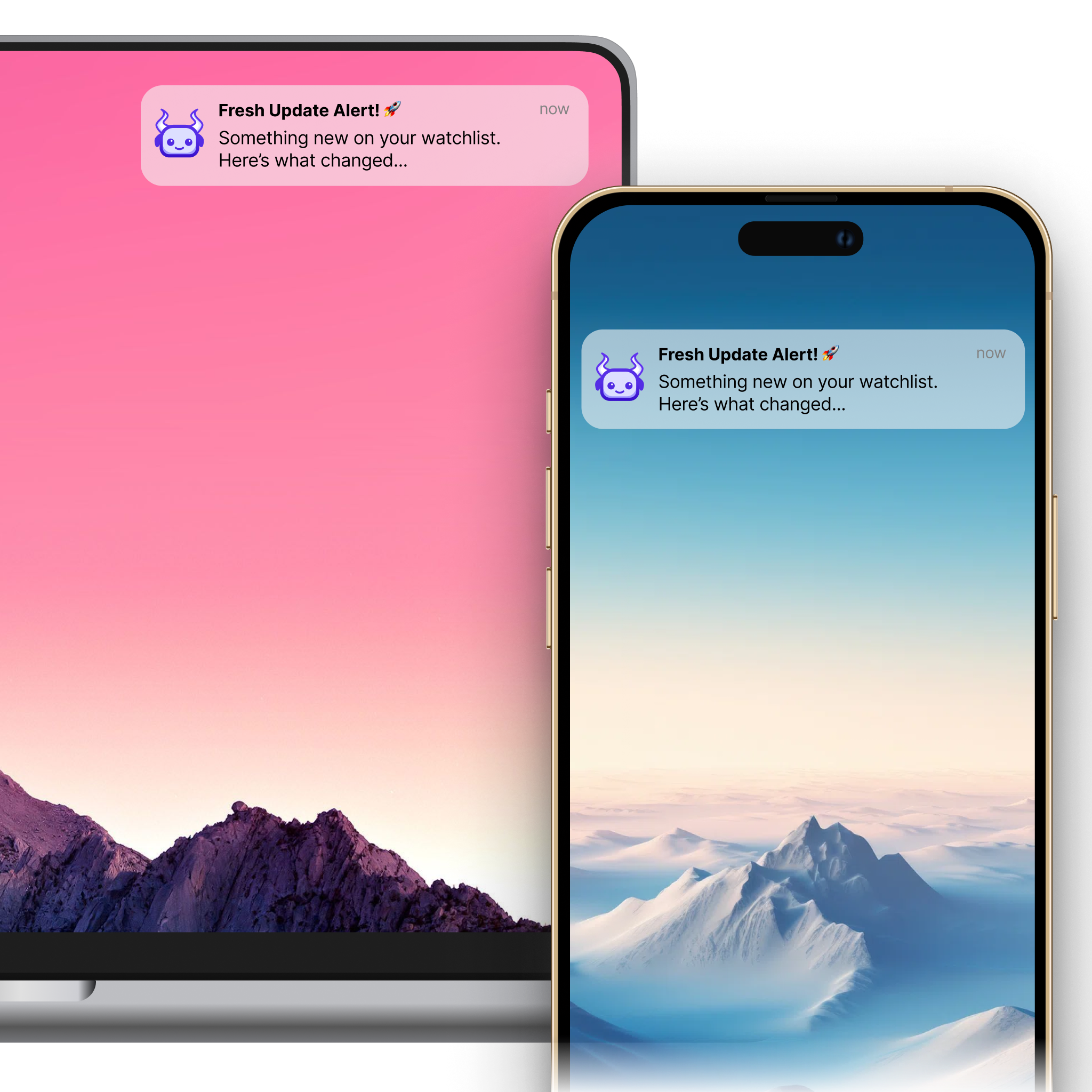 Monitoro Alerts on Desktop, Laptop and Mobile