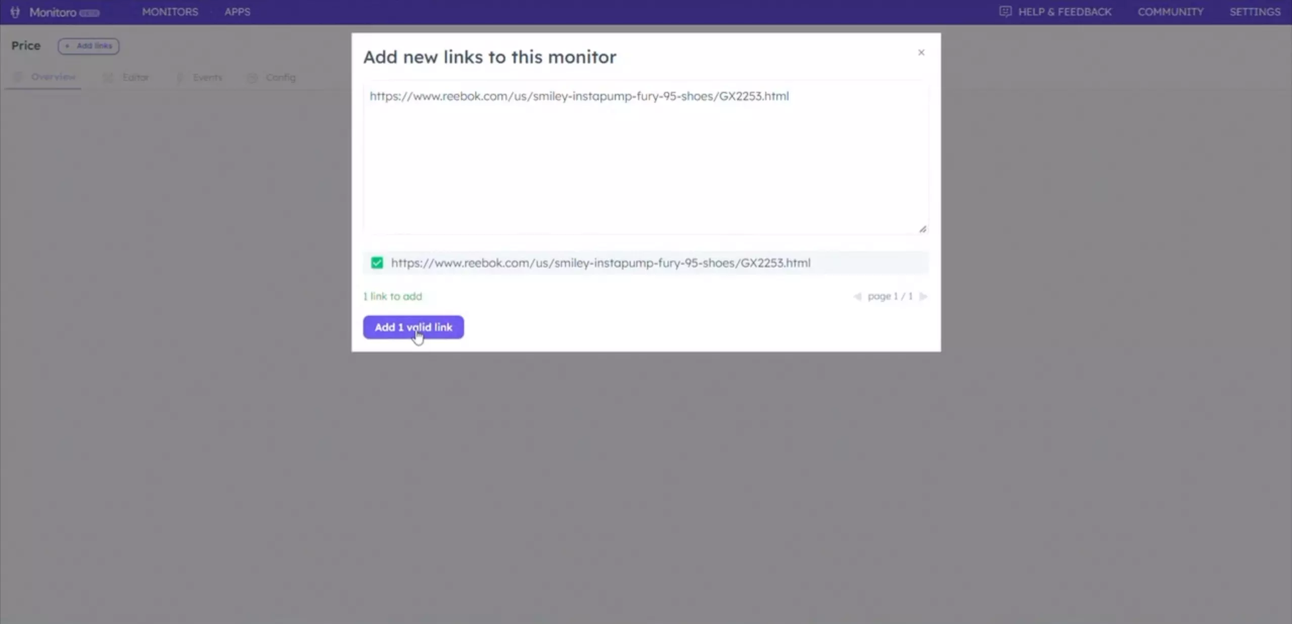 Paste the website URL